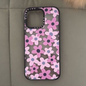 Casetify 15 pro max Pink Floral/Clear Phone Case with Black Bumper